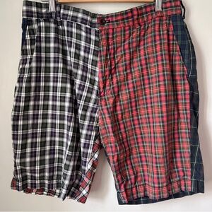 Polo Golf Plaid Shorts Patchwork Panel Vintage Mens Size 32